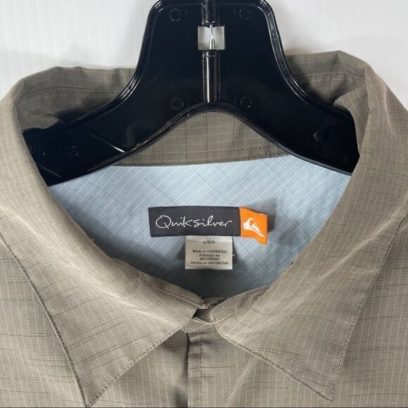 Quicksilver Shirt Short Sleeve Button Olive Green Camp Shirt Men's Size Large - Picture 5 of 8